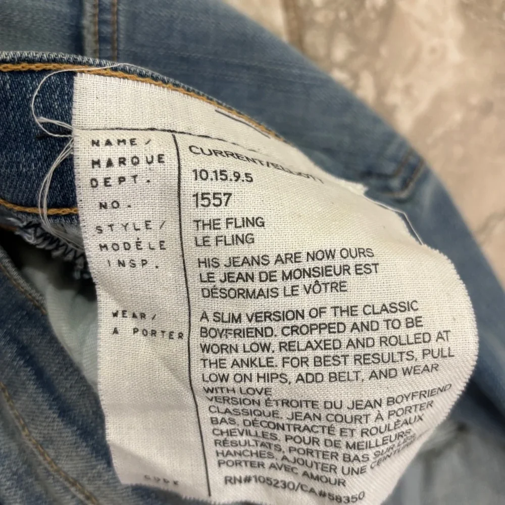 Current Elliott The‎ Fling Slim Boyfriend Jeans Super Loved Destroy Size 23